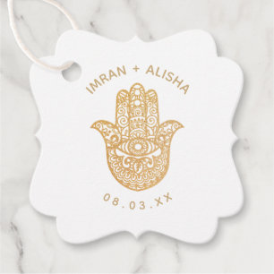 Etiquetas Para Lembrancinhas Casamento Indiano Dourado Hamsa Branca Henna Favor