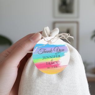 Etiquetas Para Lembrancinhas Casamento LGBTQ do Elegante Rainbow Monograma Obri