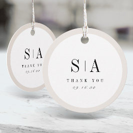 Etiquetas Para Lembrancinhas Casamento minimalista com monograma sofisticado