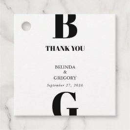 Etiquetas Para Lembrancinhas Casamento Mínimo Moderno do Monograma Negro e Bran