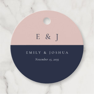 Etiquetas Para Lembrancinhas Casamento Moderno Azul-Marinho Blush