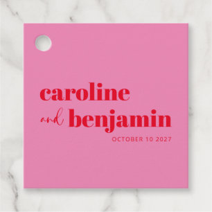Etiquetas Para Lembrancinhas Casamento Moderno Bold Bright Pink e Red Chic