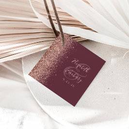 Etiquetas Para Lembrancinhas Casamento Moderno com Brilho em Dourado Rosa e Bur