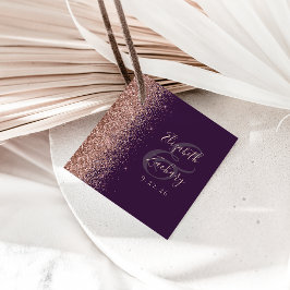 Etiquetas Para Lembrancinhas Casamento Moderno com Brilho em Dourado Rosa e Rox