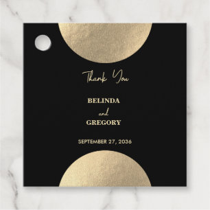 Etiquetas Para Lembrancinhas Casamento moderno de preto e Abstrato Dourado cont