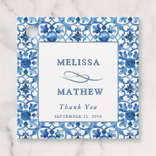 Etiquetas Para Lembrancinhas Casamento Moderno do Mediterrâneo Azul e Branco