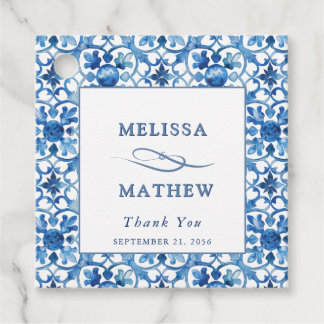 Etiquetas Para Lembrancinhas Casamento Moderno do Mediterrâneo Azul e Branco