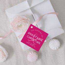 Etiquetas Para Lembrancinhas Casamento Moderno e Ousado em Magenta