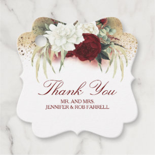 Etiquetas Para Lembrancinhas Casamento moderno floral vermelho de Borgonha do