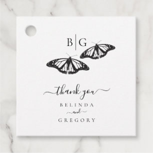 Etiquetas Para Lembrancinhas Casamento Monograma de Borboleta Preto e Branco Mi