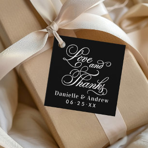 Etiquetas Para Lembrancinhas Casamento Monograma de Rota de Script Preto de Amo