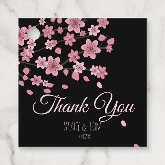 Etiquetas Para Lembrancinhas Casamento Negra de Pétalas de Árvores de Cereja El (Frente)