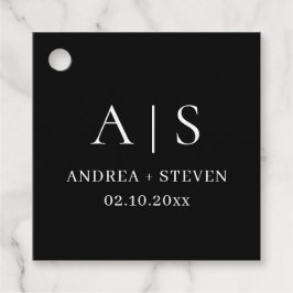 Etiquetas Para Lembrancinhas Casamento Negro Monograma Minimalista