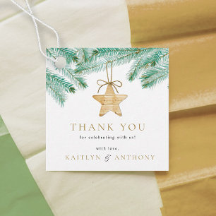 Etiquetas Para Lembrancinhas Casamento no inverno de Natal Watercolor Pine Boug