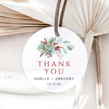 Casamento no inverno Round Favor Tag Eucalyptus Pi