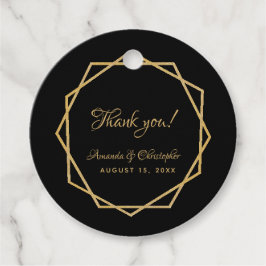 Etiquetas Para Lembrancinhas Casamento Obrigado Dourado Elegante Negro Geométri