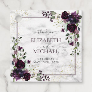 Etiquetas Para Lembrancinhas Casamento outono de Aquarela Dourada com ameixa