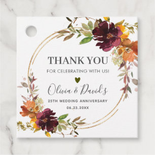 Etiquetas Para Lembrancinhas Casamento outono de outono Floral Laranja Chic Bur