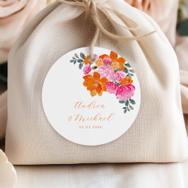 Etiquetas Para Lembrancinhas Casamento Personalizado De Verão Floral Laranja Vi