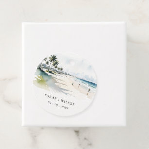 Etiquetas Para Lembrancinhas Casamento por Aquarela da Árvore Costeira de Miami