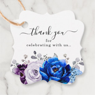Etiquetas Para Lembrancinhas Casamento Real Azul Púrpura Blooms Obrigado