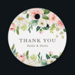 Etiquetas Para Lembrancinhas Casamento Romântico com Flora de Primavera em Aqua<br><div class="desc">Tags de Agradecimento de Casamento Romântico com Flora de Primavera em Aquarela | Tag de agradecimento feminina e romântica com buquês de flores cor-de-rosa e brancas em aquarela e folhagens. A tag de agradecimento floral é totalmente personalizável para qualquer evento. Perfeita como um toque final para cartões e lembranças de...</div>