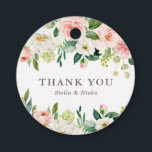 Etiquetas Para Lembrancinhas Casamento Romântico de Primavera de Watercolor Blo<br><div class="desc">Casamento Romântico de Primavera de Cores de Água Agradeço as Etiquetas Favoráveis | obrigado feminina e romântica é a favor de uma etiqueta com flores cor de água rosa e brancas e buquês verdes. O obrigado floral que você prefere marca é totalmente personalizável para qualquer evento. Perfeito como um toque...</div>