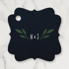 Etiquetas Para Lembrancinhas Casamento Rústico Folhas Verdes e Azul Escuro