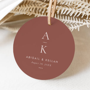 Etiquetas Para Lembrancinhas Casamento Simples De Monograma De Blush Brown