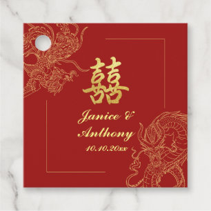 Etiquetas Para Lembrancinhas Casamento Tradicional Chinês Vermelho de Phoenix D