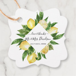 Etiquetas Para Lembrancinhas Casamento Tropical de Lemon com Aquarela Mediterrâ