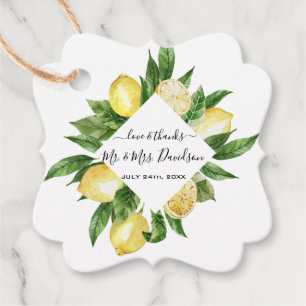 Etiquetas Para Lembrancinhas Casamento Tropical de Lemon com Aquarela Mediterrâ