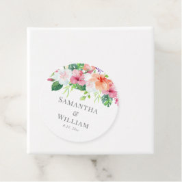 Etiquetas Para Lembrancinhas Casamento Tropical Floral de Pêssego Verde