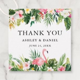 Etiquetas Para Lembrancinhas Casamento Tropical Floral Obrigado Flamingo