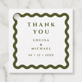 Etiquetas Para Lembrancinhas Casamento Verde e Branco com Quadro de Onda Retroa