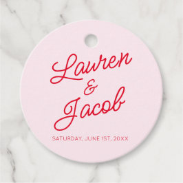 Etiquetas Para Lembrancinhas Casamento Vermelho e Rosa Mínimo Moderno