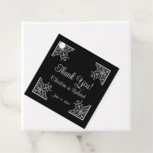 Casamento vintage preto-e-branco "Obrigado"