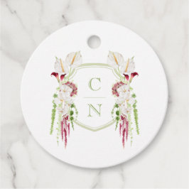 Etiquetas Para Lembrancinhas Cascading Floral Monogram Crest Wedding
