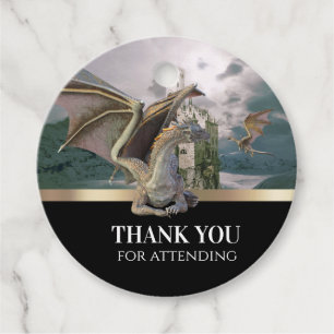 Etiquetas Para Lembrancinhas Castelo Medieval Dragão de Bronze Metalizado Anive