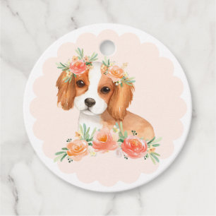 Etiquetas Para Lembrancinhas Cavalier King Charles Spaniel Peach Dog Obrigado