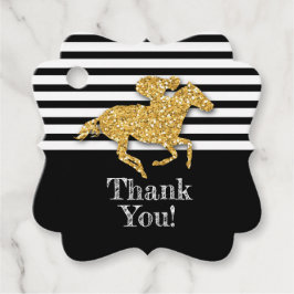 Etiquetas Para Lembrancinhas Cavalo de Corrida Dourado em Listras Pretas