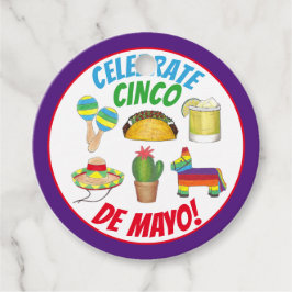 Etiquetas Para Lembrancinhas Celebrar Cinco de Mayo Fiesta Taco Piñata Cactus