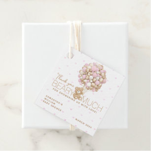 Etiquetas Para Lembrancinhas Chá de Bear Rosa e Bebê Balão