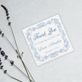 Etiquetas Para Lembrancinhas Chá de Bebê Azul Real em Pó com Filigrana Barroca