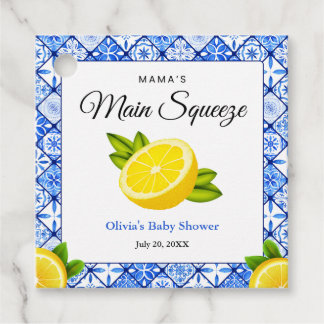 Etiquetas Para Lembrancinhas Chá de Bebê Blue Tile Lemon Mama's Main Squeeze