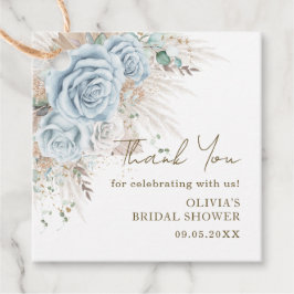 Etiquetas Para Lembrancinhas Chá de Bebê Boho Grama da Pampas Azul Pastel Flora