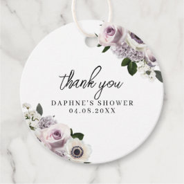 Etiquetas Para Lembrancinhas Chá de Bebê Branco de Ânemoa Moody e Floral Roxo
