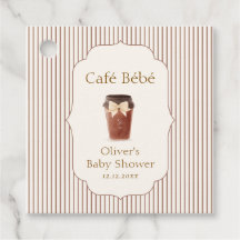 Chá de Bebê Brown Elegant Stripe Café Bébé