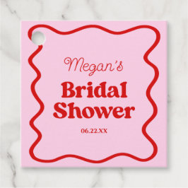 Etiquetas Para Lembrancinhas Chá de Bebê com Borda Ondulada Rosa Vermelha