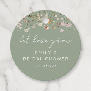 Etiquetas Para Lembrancinhas Chá de Bebê de Noiva de Flores Selvagens Verde Sag